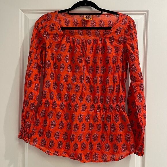 Tory Burch Evelina Tunic Floral Print Top Sz. 4 - Picture 2 of 6